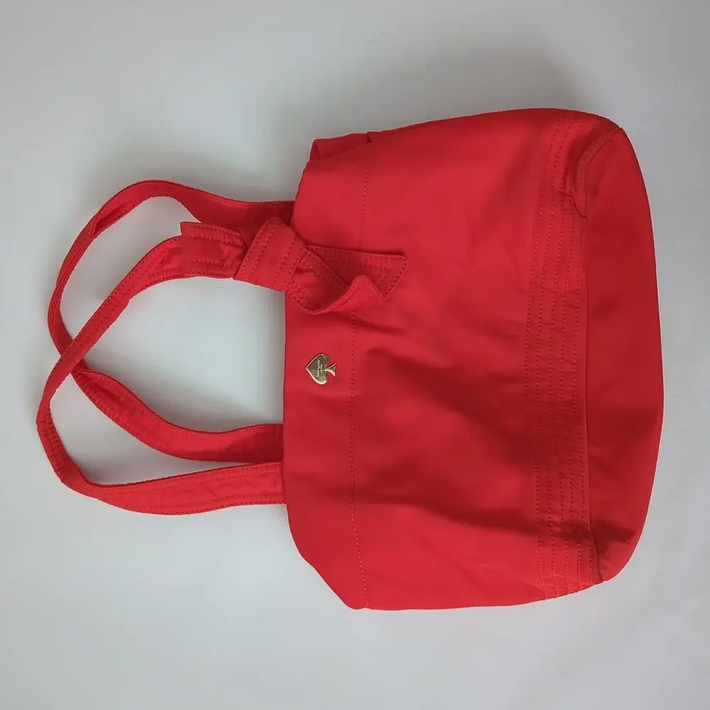 Kate Spade Red Orange‎ Canvas Nylon Tote Purse Baby Diaper Shoulder Bag Large